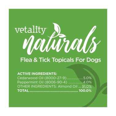 Vetality Naturals Flea and Tick Topicals for Dogs Over 40lbs - 3 Doses