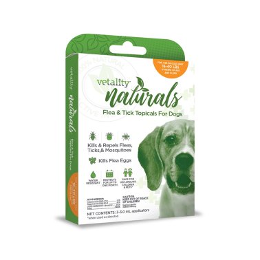 Vetality Naturals Flea and Tick Topicals for Dogs 16-40lbs - 3 Doses