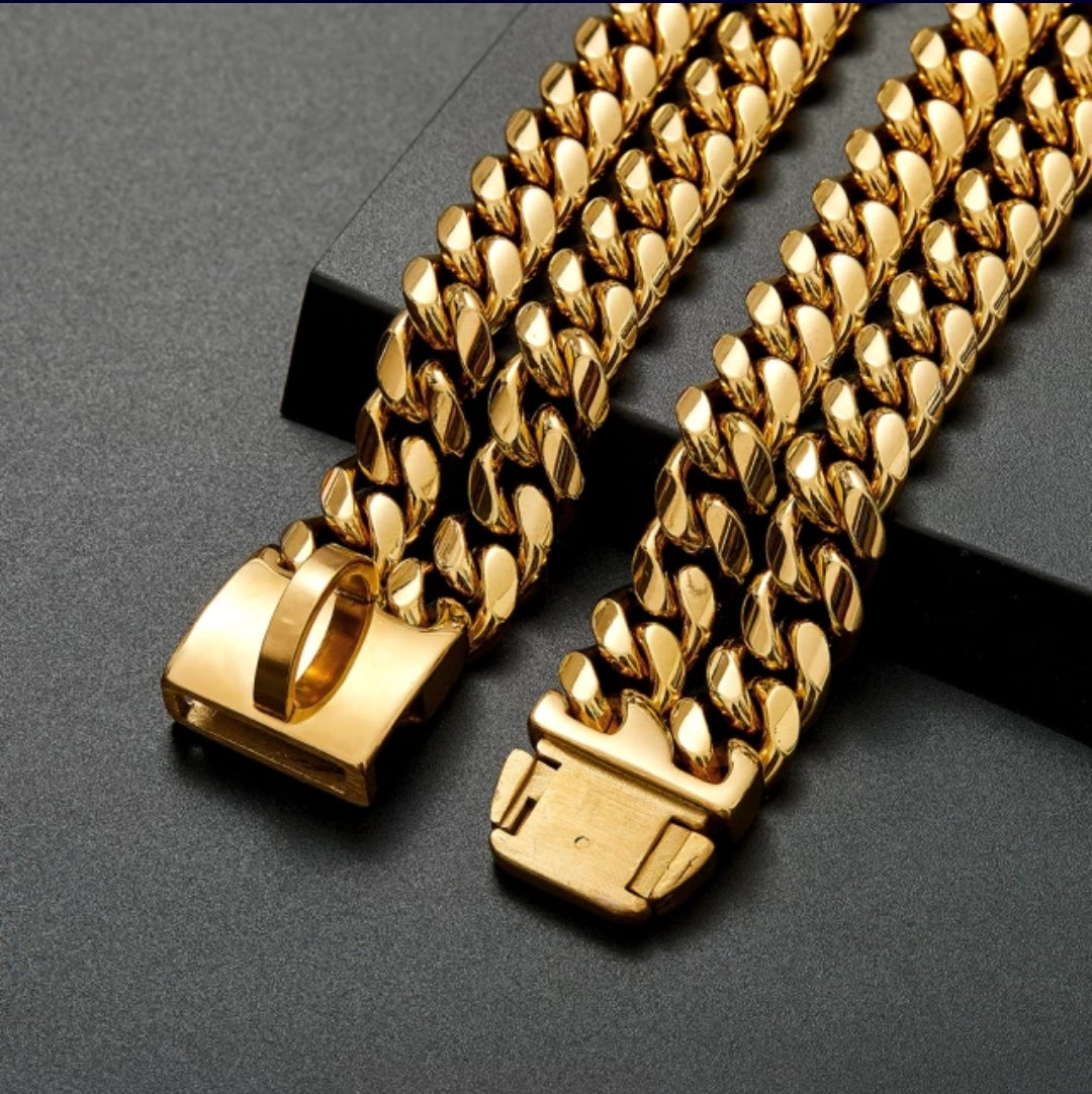 Gold Cuban Link collar - 24mm